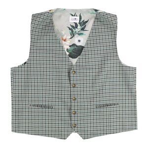 Tayion Collection Mens Plaid Five Button Vest, Blue, NWT